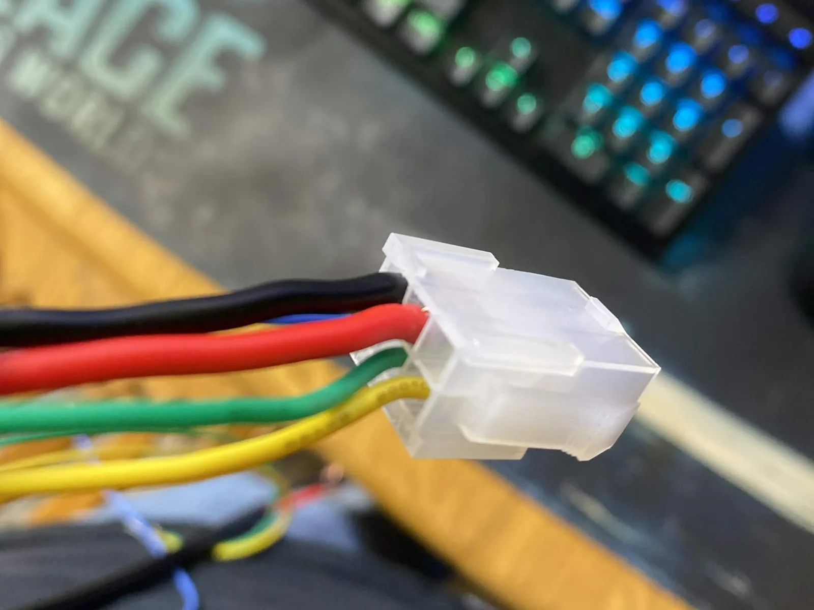 Crimped 6-pin Molex Mini-Fit Jr connector on the fabricated actuator harness — plug-and-play mate to the PA-01 pigtail